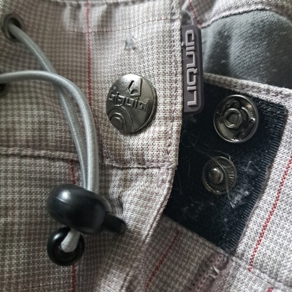 LIQUID BOARDWEAR ski pants snowboard winter sports tan pink check Medium *FLAW - Picture 5 of 9